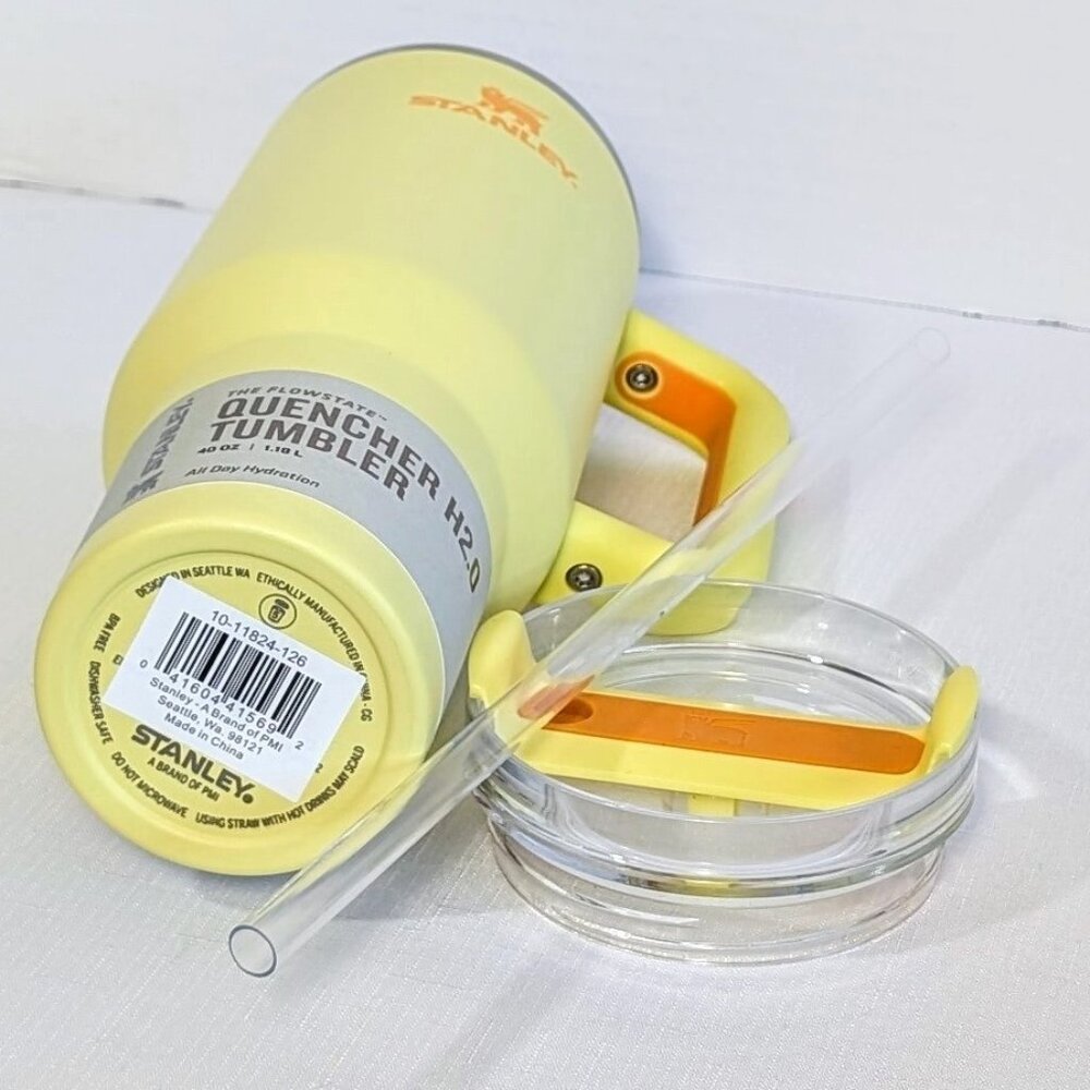 🍋 Stanley Quencher 40oz Sunshine Yellow Tumbler w/ Lemon Accessories & Box NWT - Picture 4 of 7